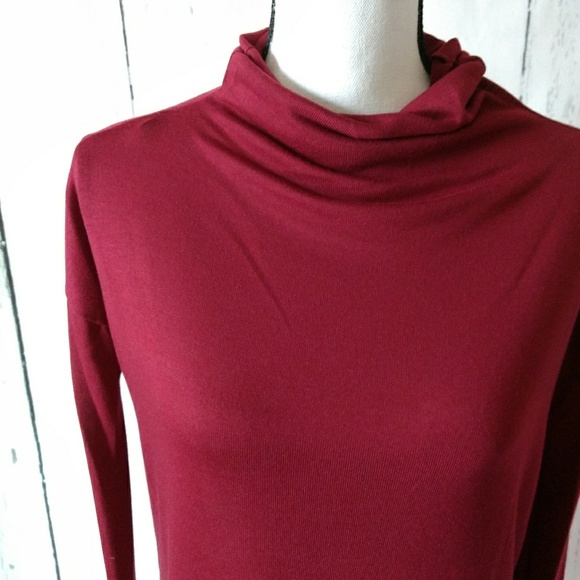 DONATING Red Burgundy Red Knit Cowl Neck Sweater - Picture 2 of 7